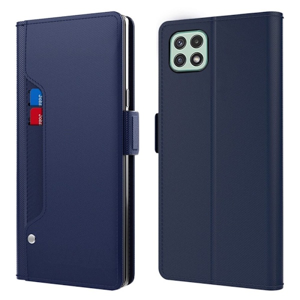 Phone Suojakotelo With Make-up Mirror And Slick Design For Samsung Galaxy A22 5G - Sininen Blue