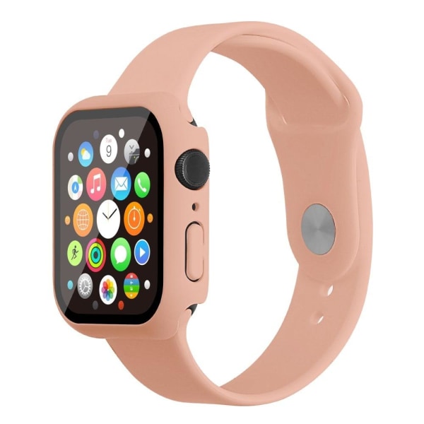 Apple Watch (45mm) silicone watch strap + cover with tempered gl Pink
