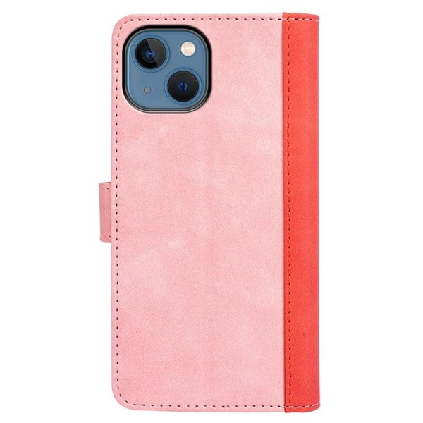 To-farvet iPhone 14 Plus læderetui - Pink Pink
