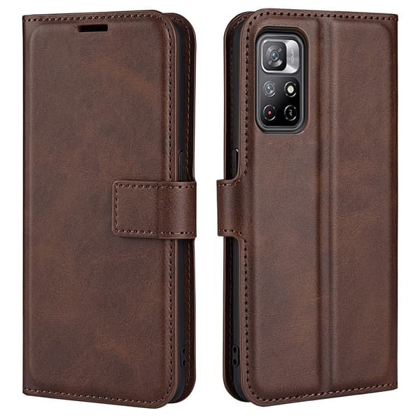 Læretui med Lommebok til Xiaomi Redmi Note 11T 5G / Note 11s 5g - Mørkebrun Brown