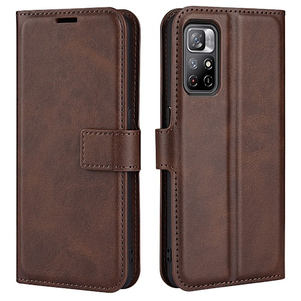 Lompakko Nahkakotelo For Xiaomi Redmi Note 11T 5G / Note 11s 5g - Tumman Ruskea Brown