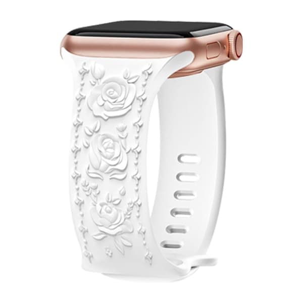 Pregede reimer Apple Watch Series 49mm - 45mm - 44mm - 42mmSilikonbånd - Hvit White