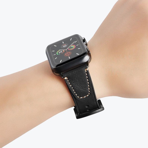 Apple Watch Series 5 / 4 40mm aitoa nahkaa oleva ranneke - Musta Black