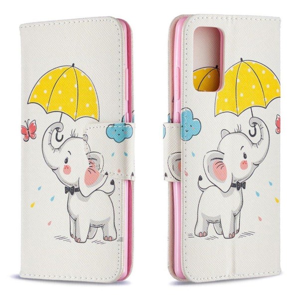 Wonderland Samsung Galaxy Note 20 flip kuoret - Norsu Ja Sateenvarjo White