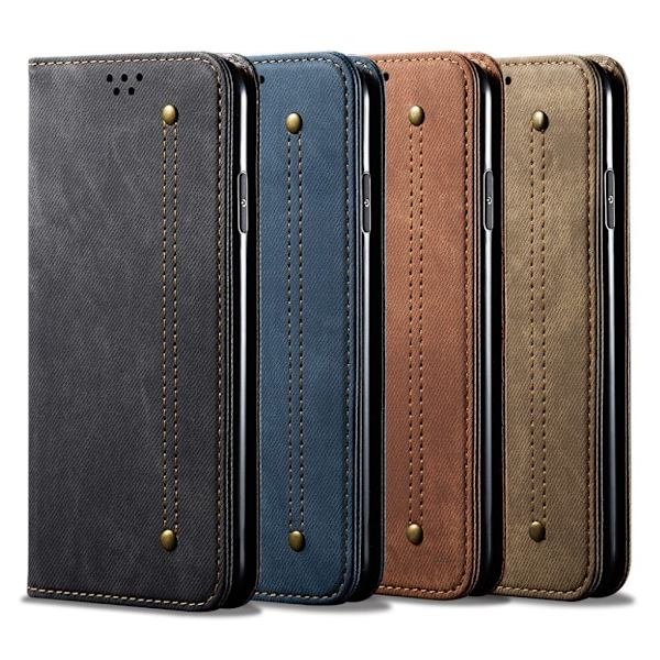 Jeans iPhone 12 Pro / iPhone 12 flip etui - Sort Black