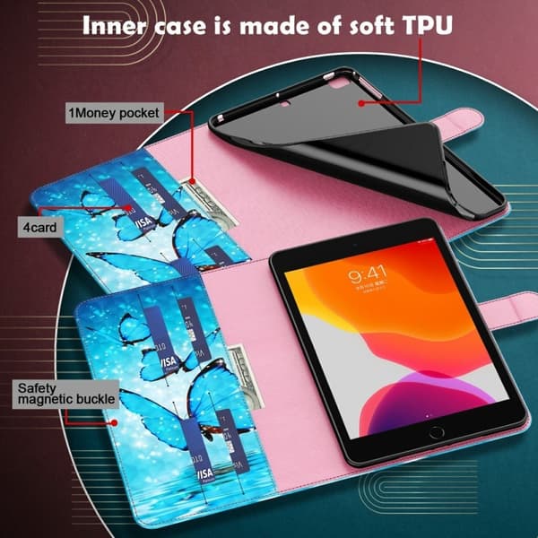 Lenovo Tab M10 FHD Plus mönstrat flipfodral i läder - Blå Fjäril Blå