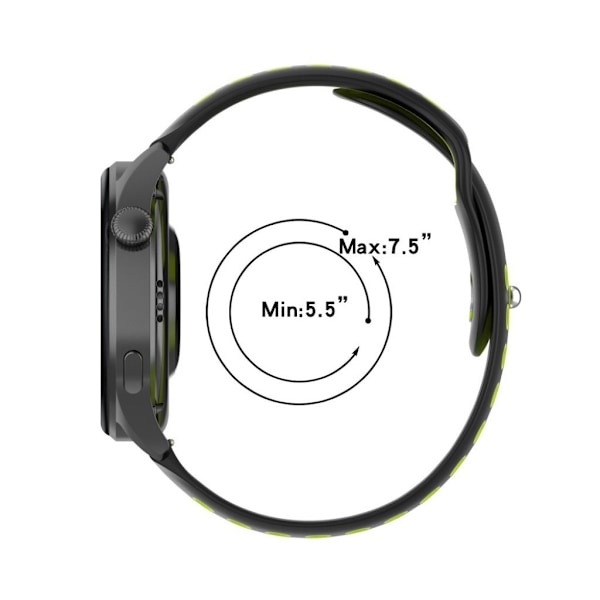 22 mm universellt dubbelfärgat klockarmband i silikon - Svart / Röd Svart