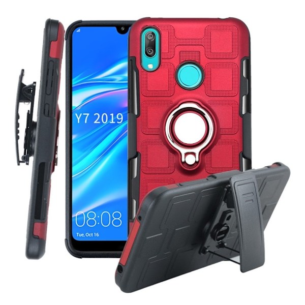 Huawei Y7 2019 geometrisk hybrid cover - rød Red