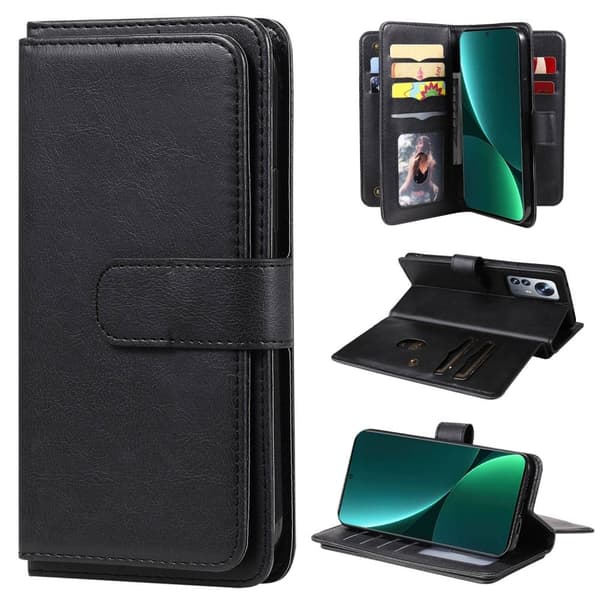 Xiaomi 12 Pro etui med pung / 10 kortpladser – Sort Black