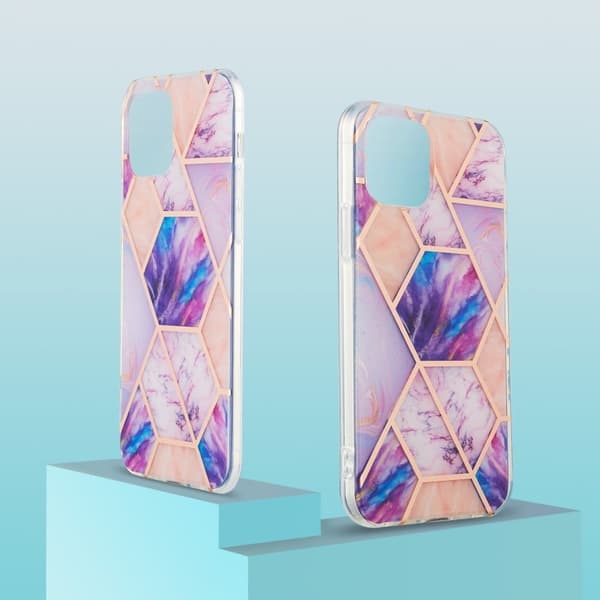 Marble iPhone 13 Etui - Lyselilla Purple