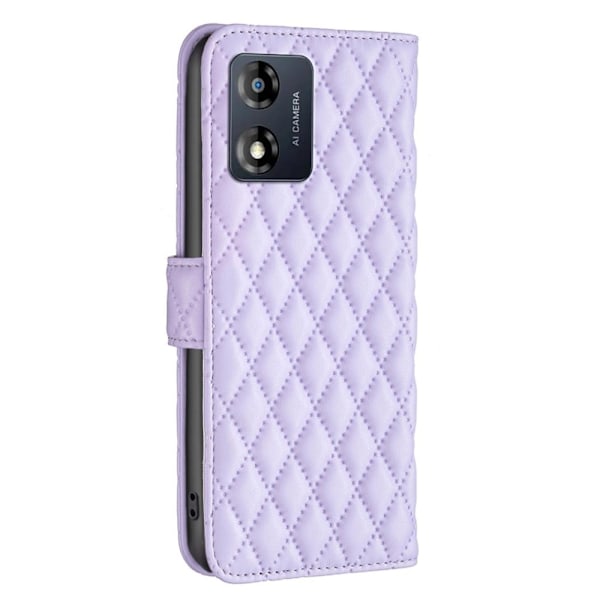 Rombemønster, matt flip-deksel for Motorola Moto E13 - Lilla Purple