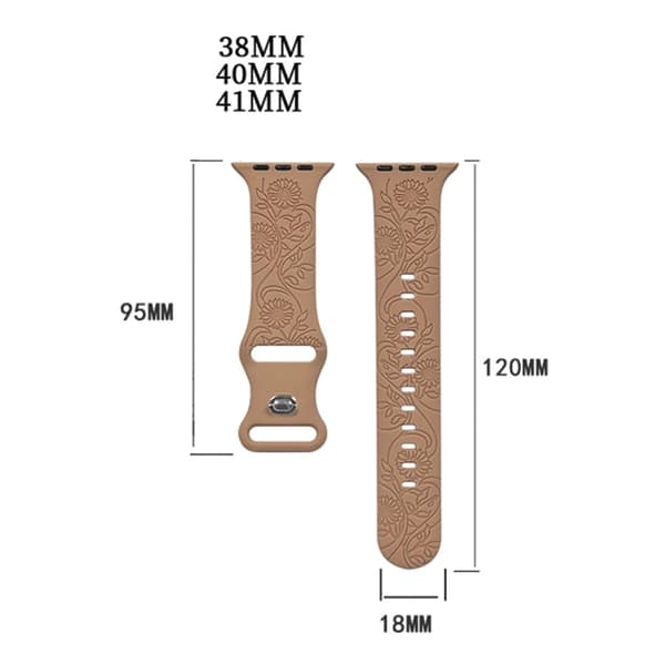 Apple Watch Series 41mm - 40mm - 38mm Universal klockarmband Blomma Graverad Rem - Fjäril / Grön Grön