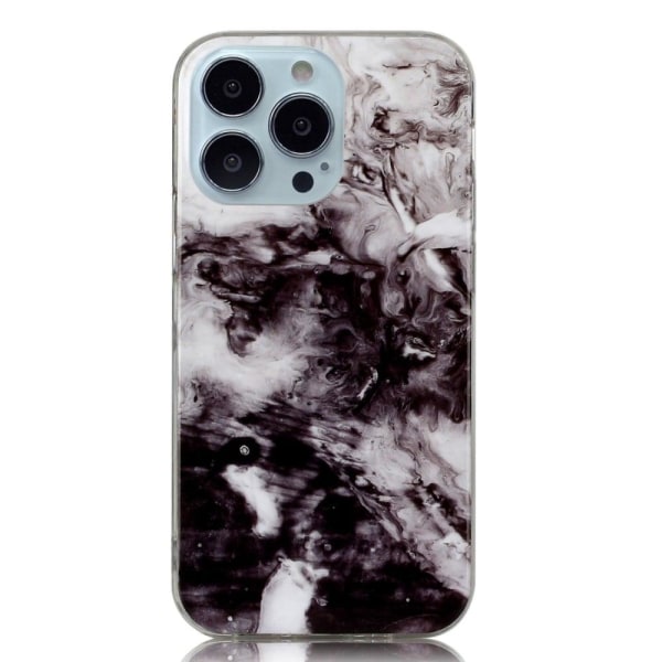 Marble design iPhone 14 Pro cover - Sort Hvid Blanding Black