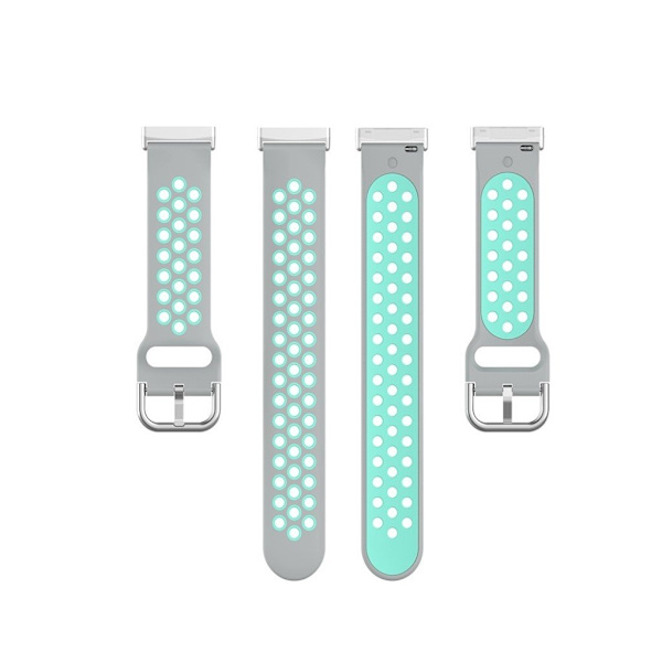 Fitbit Sense / Versa two-tone silicone watch band - Grey / Teal Silvergrå