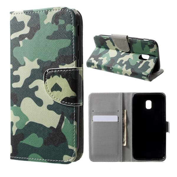 Samsung Galaxy J3 (2017) Holdbart læder etui - Camouflage Green