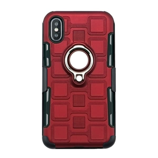 iPhone XS kickstand etui med geometrisk mønster - Rød Red