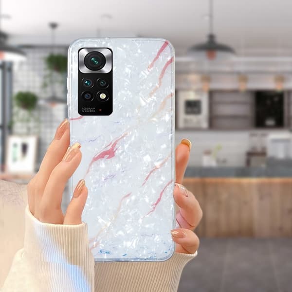 Marble Xiaomi Redmi Note 11S / Note 11 Etui - Hvit Klinkekule White