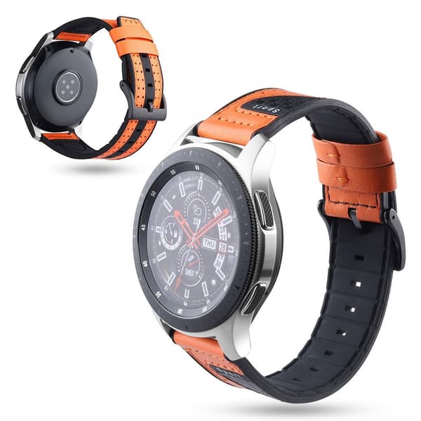 Universal bi-color silicone leather watch band - Orange Orange