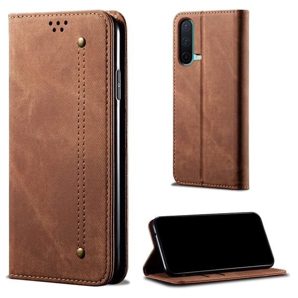 Jeans OnePlus Nord CE 5G flip etui - Brun Brown