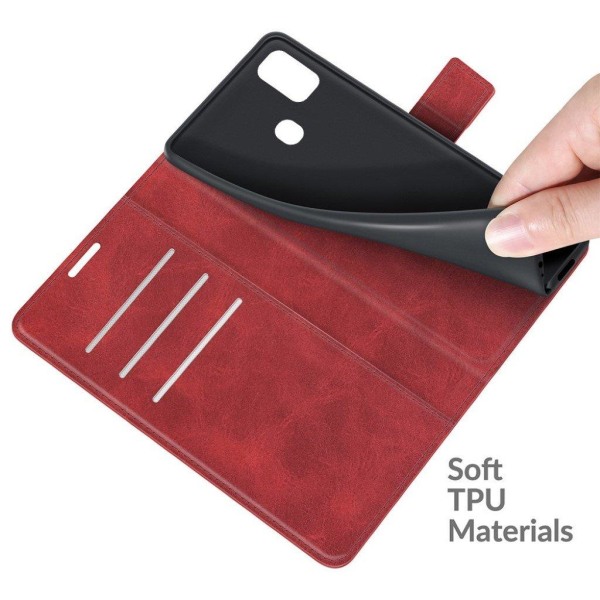 Hållbart konstläder ZTE Blade A51 fodral med plånbok - Röd Röd