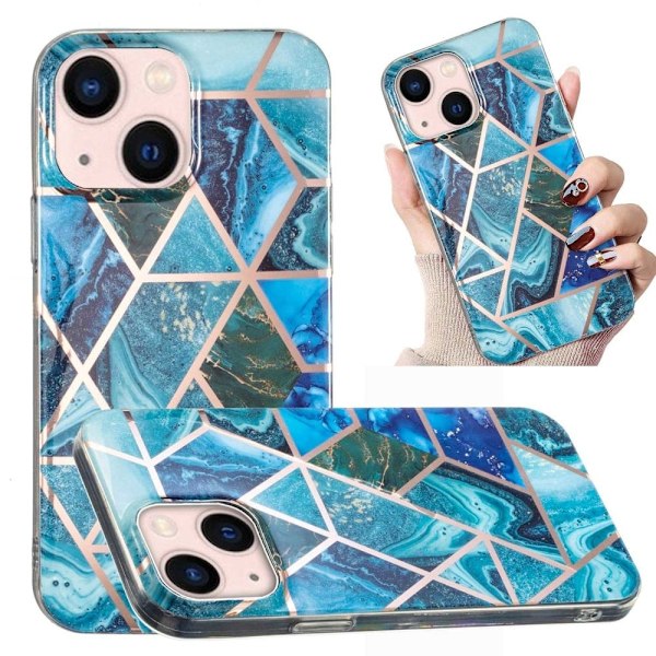 Marble iPhone 14 Suojakotelo - Sininen / Vihreä Marble Blue