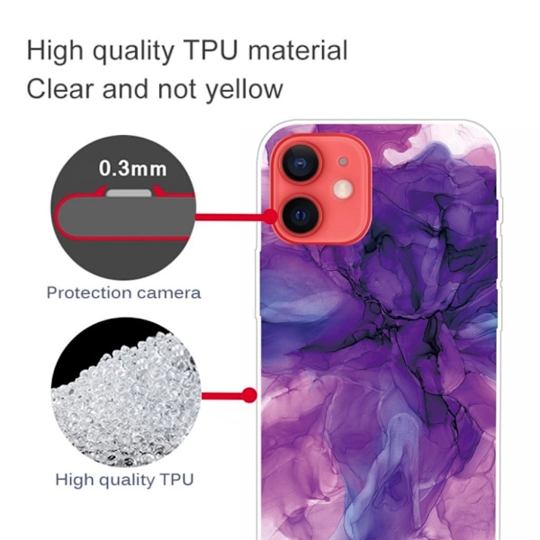 Marmordesign iPhone 13 deksel - Drømmende Lilla Marmor Purple