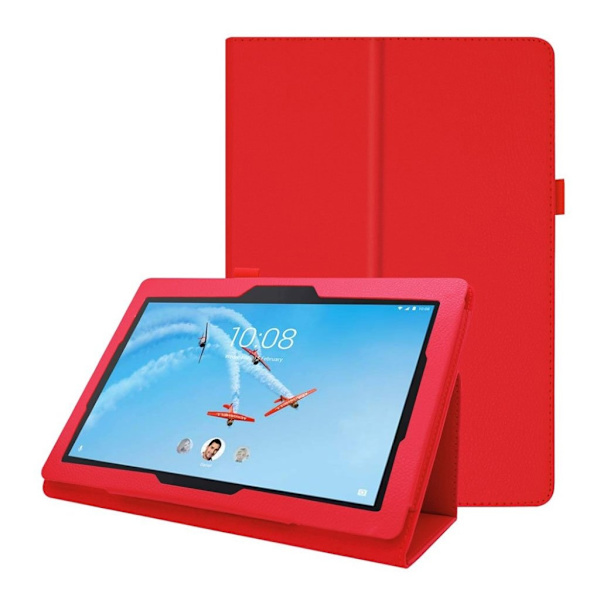 Lenovo Tab E10 Litchi läderfodral - Röd Röd