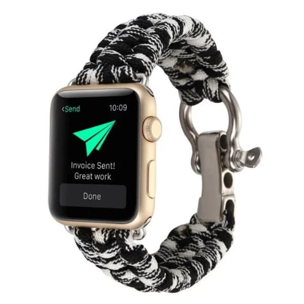 Apple Watch Series 4 44mm Paracord rep armband - Svart / Vit multifärg