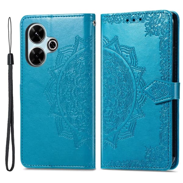 Mandala läder Xiaomi Redmi 13 fodral - Blå Blå