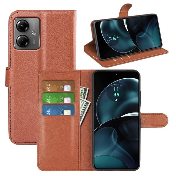 Classic Motorola Moto G14 Flippetui - Brun Brown