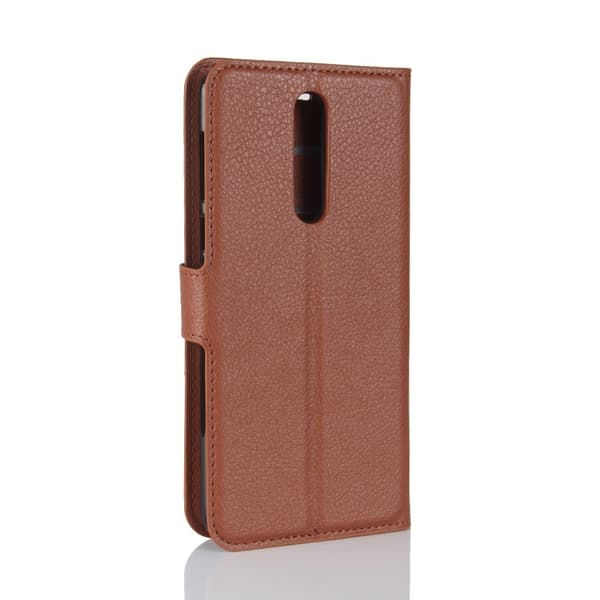 Nokia 8 Litchi Skinn Lær Magnetisk Etui - Brun Brown