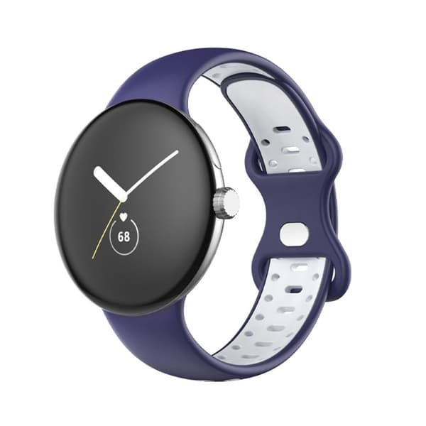Google Pixel Watch tofarget klokkerem i silikon - Midnattsblå / Hvit Størrelse: L Blue