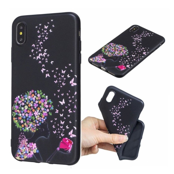 iPhone Xs Max etui med præget mønster - Blomst Og Sommerfugl Multicolor