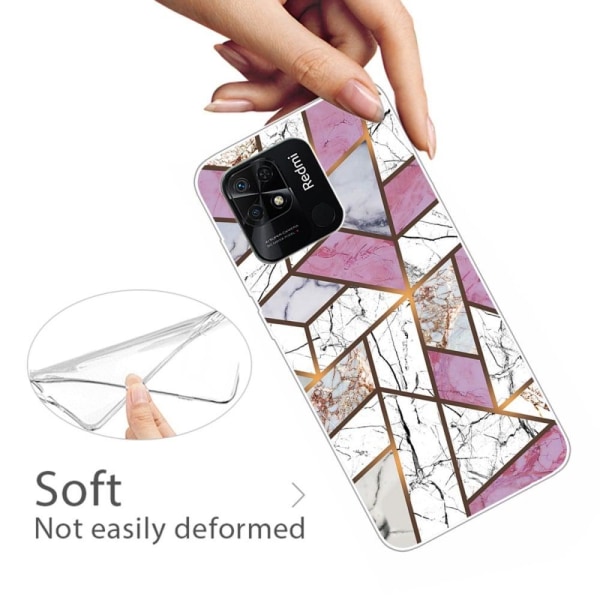 Marmormotiv Xiaomi Redmi 10C skal - Rosa / Vit / Grå Marmor Rosa