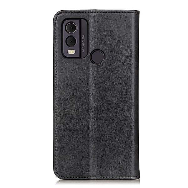 Flip Etui med Pung i Ægte Læder til Nokia C22 - Sort Black