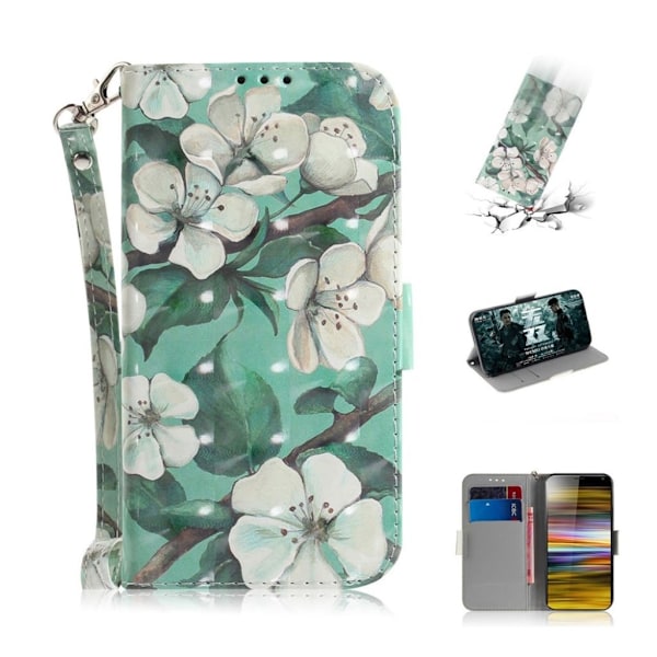 Sony Xperia 10 Plus kuviollinen  nahkainen suojakotelo - Kauniit Kukat Multicolor