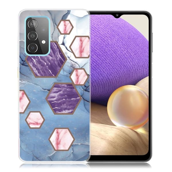 Marble Samsung Galaxy A32 5G Etui - Hexagon Fragments in Blue Blue