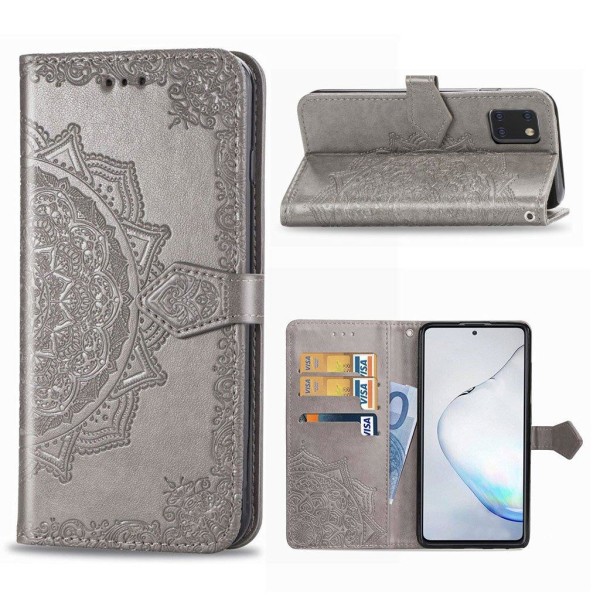 Mandala läder Samsung Galaxy Note 10 Lite fodral - Silver/Grå Silvergrå