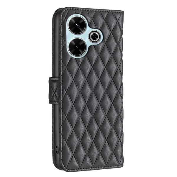 Rhombus mat Xiaomi Redmi 13 / Xiaomi Poco M6 flip etui - Sort Black