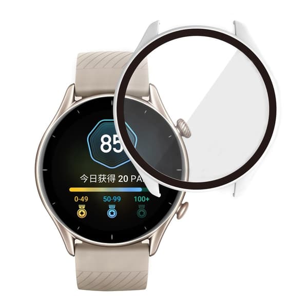 Amazfit GTR 3 / GTR 3 Pro hard cover + tempered glass screen protector - White Vit