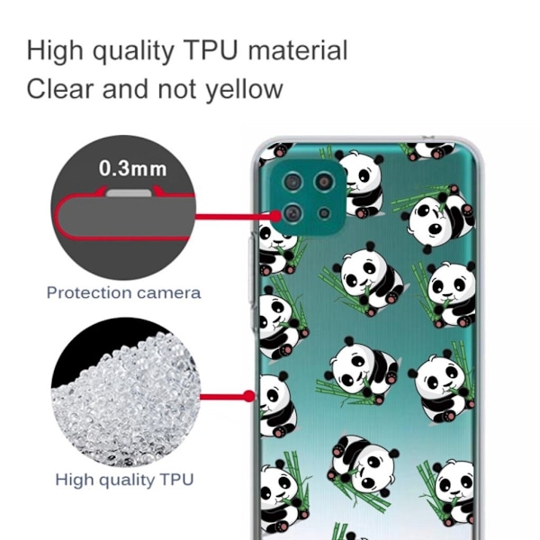 Deco Samsung Galaxy A22 5G Suojakotelo - Panda And Bamboo White
