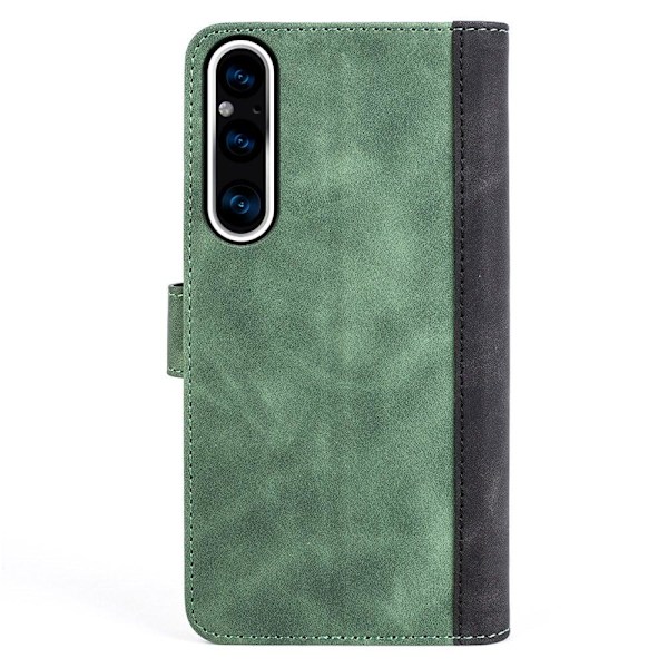 Tvåfärgat Sony Xperia 1 V fodral i läder - Grön Grön
