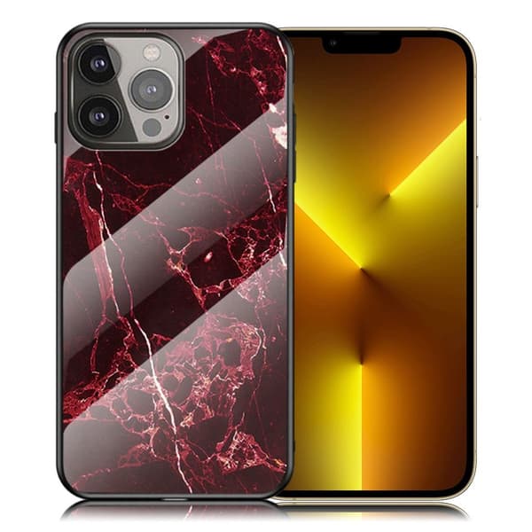 Fantasy iPhone 13 Pro Max cover - Blodrød Marmor Red