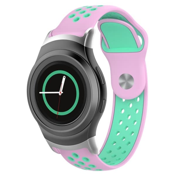 Samsung Gear S2 erstatnings urrem i silikone med åndbart design - Lyserød/Tyrkis Multicolor