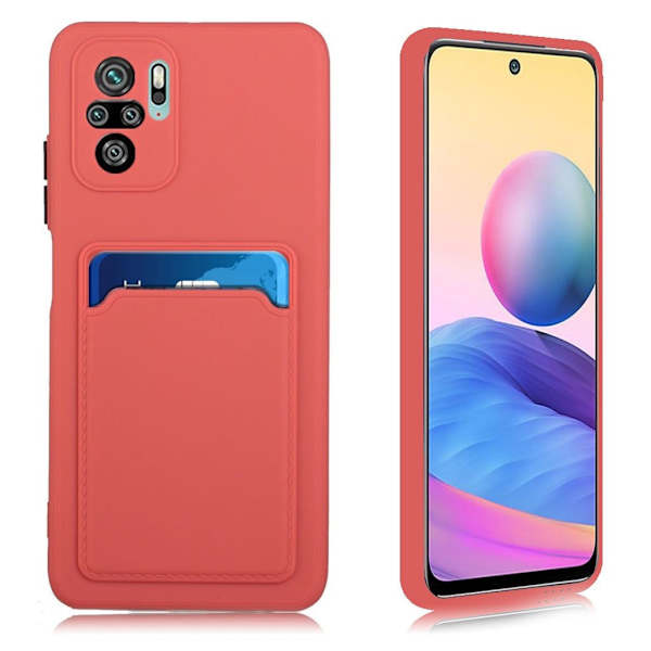 Card Holder Suojakuori For Xiaomi Redmi Note 10 / Note 10s - Coral Orange