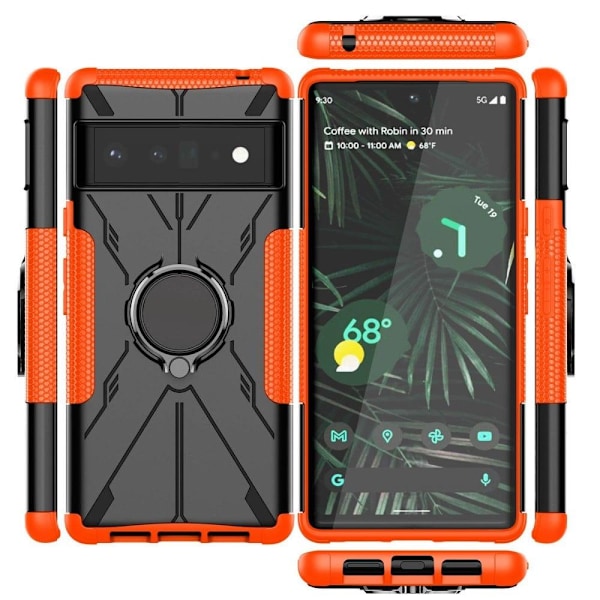 Kickstand-skydd med magnetisk platta för Google Pixel 6 Pro - Orange Orange