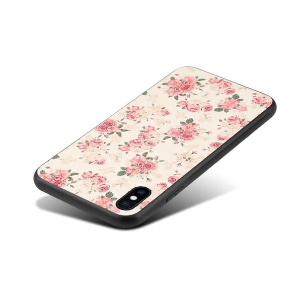 iPhone 9 Plus mobilskal plast silikon syntetläder blommönster - Pioner Rosa