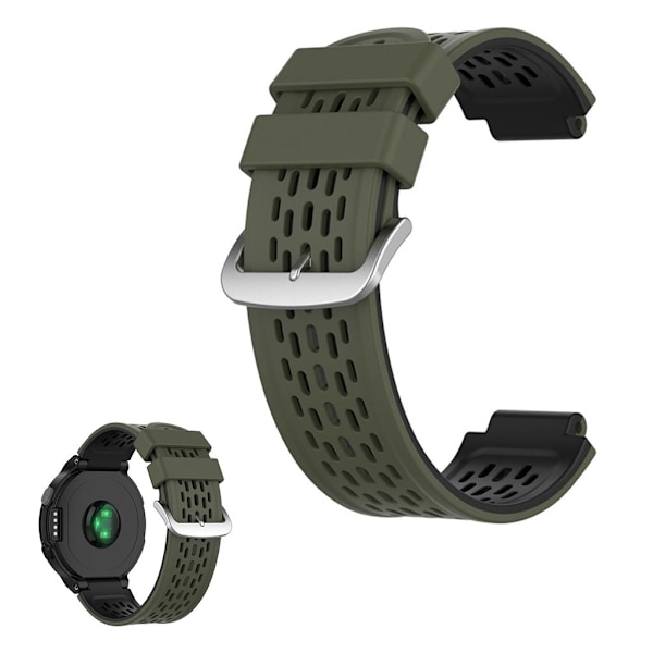 Dobbeltfarvet silikoneurrem til Garmin-enheder - Militærgrøn / Sort Green