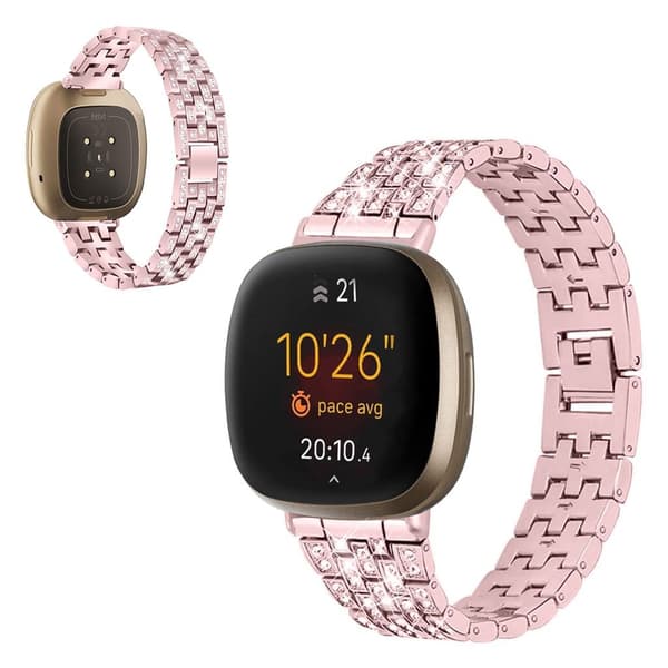Fitbit Sense / Versa 3 urrem med rhinestone - Rosa Pink
