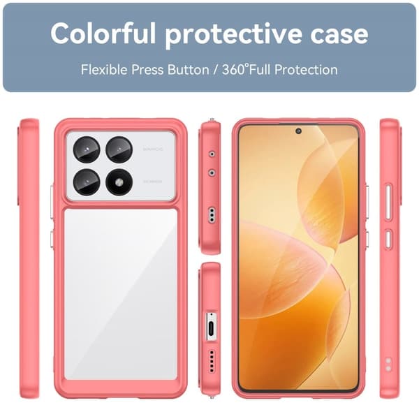 Xiaomi Redmi K70E / Xiaomi Poco X6 Pro smart akryl cover - Rød Red
